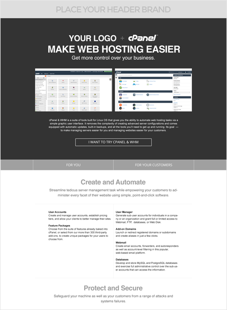 cPanel & WHM Product Info Page