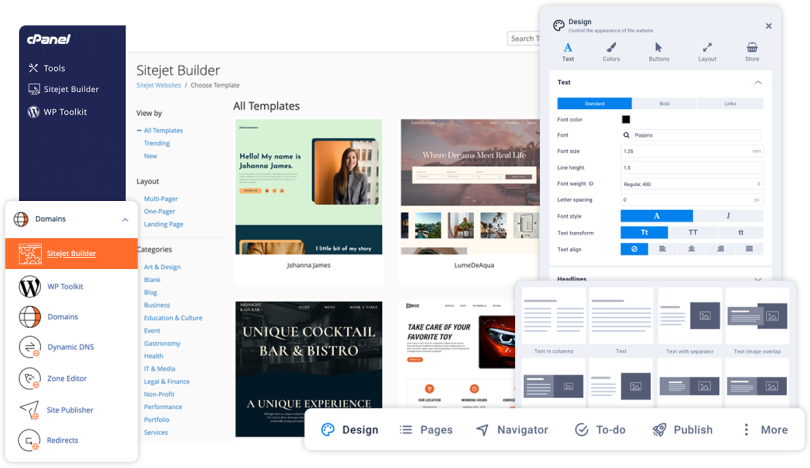 cPanel Sitejet Features